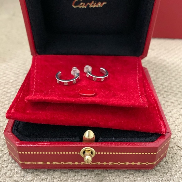 Cartier Jewelry - Cartier LOVE Earrings No Stone White Gold (18K) Half Hoop Earrings- relisted